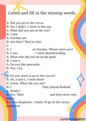 Grade 5-Unit 8 Listen and fill in the missing words