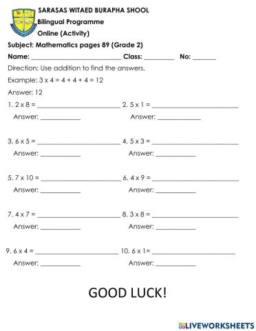 Using addition to find the answer (part 2)