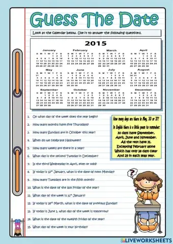 Comprehension Month of the year and dates