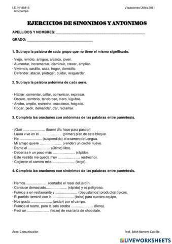 Sinónimos y antónimos