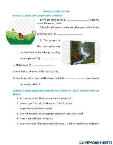 E8 - Life in the countryside (listening 2)