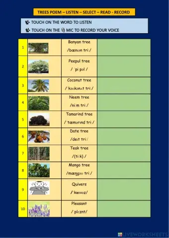 Trees poem listen - read - record