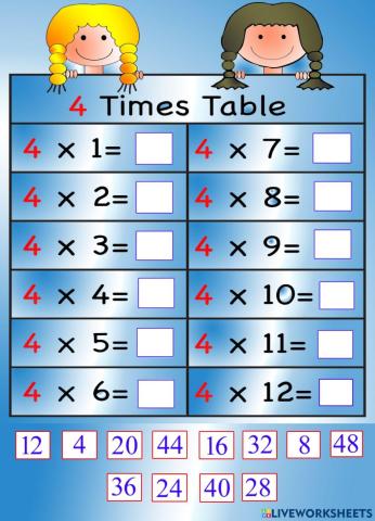 4 times table