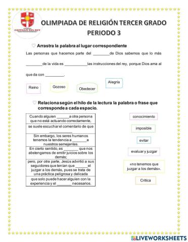 Olimpiada religión - grado 3