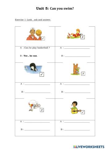 English 4: Unit 5 (lesson 2) Can you swim?