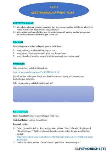 Kesetimbangan Pada Tuas