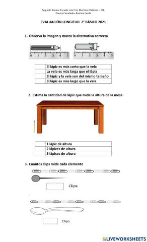 Evaluación Longitud 2° básico