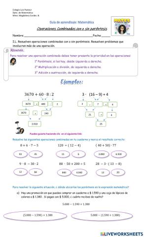 Operaciones combinadas con o sin paréntesis