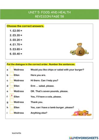 Year 5: Food and Health (Page 58)