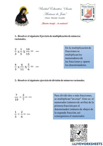 Multiplicación y división de fracciones