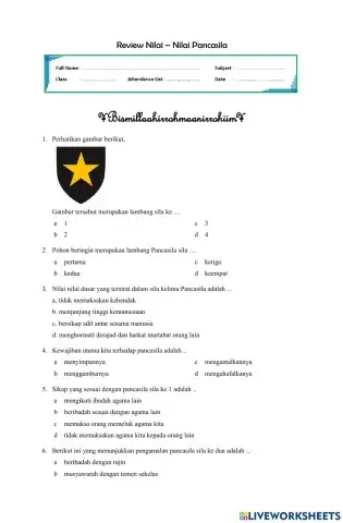 Soal review pkn tema 1