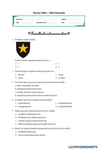 Soal review pkn tema 1