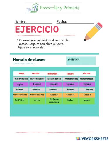 Nombres de los días y los meses