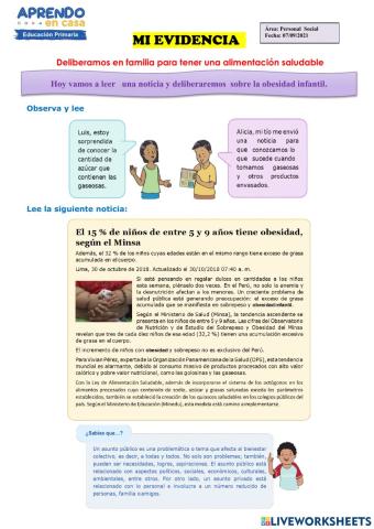 Deliberamos en familia para tener una alimentación saludable