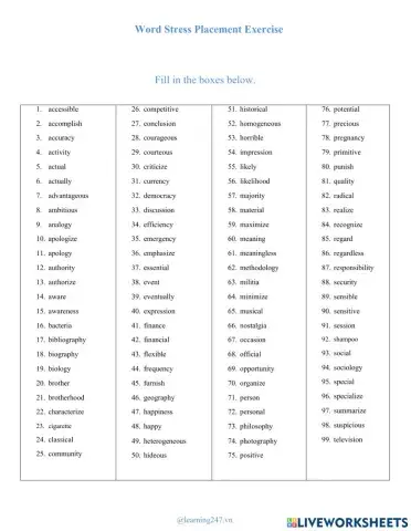 Word Stress Placement