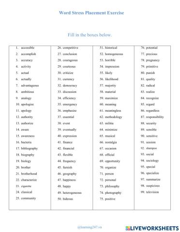 Word Stress Placement