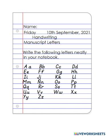 Handwriting Manuscript Letters