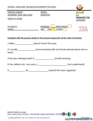 Present simple VS present progressive