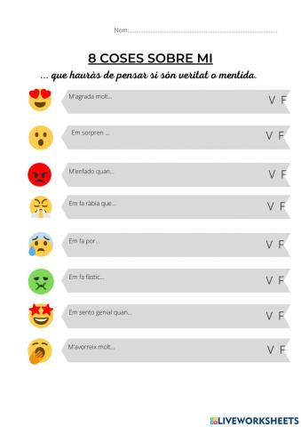 Escriu 4 veritats i 4 mentides sobre tu