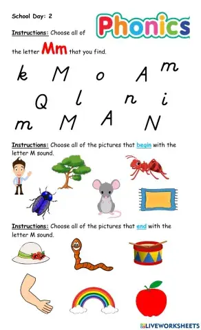 Letter M (beginning and ending sound)