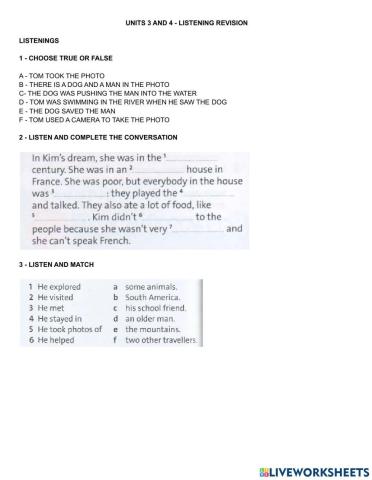 Past simple and continuous - listening