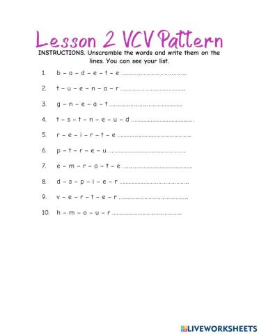 Lesson 2 VCV Pattern