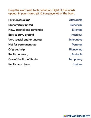 Innovation adjectives