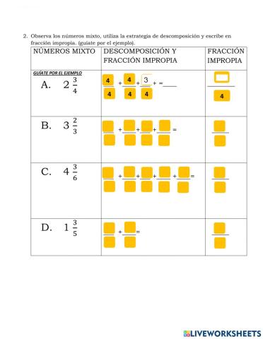 Conversión de fracción impropia a número mixto