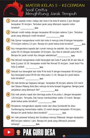 Menghitung jarak tempuh materi kecepatan