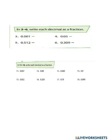 Decimals to thousandths