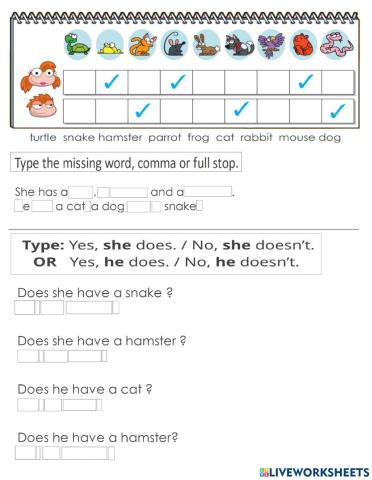 Yes(s)he does no (s)he does not