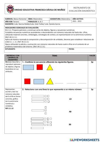EVALUACIÒN MATEMÀTICA diagnostica