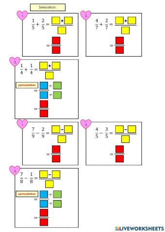 Tambah dan tolak pecahan-penyebut sama