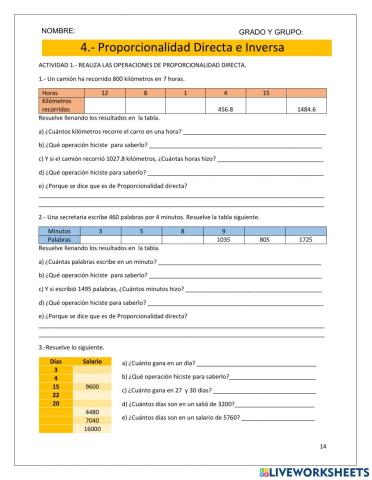Proporcionalidad directa