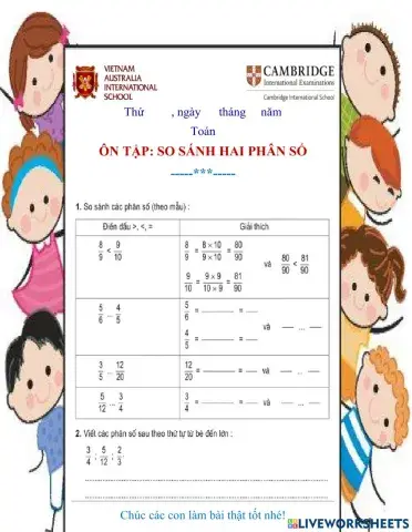 Ôn tập : So sánh hai phân số