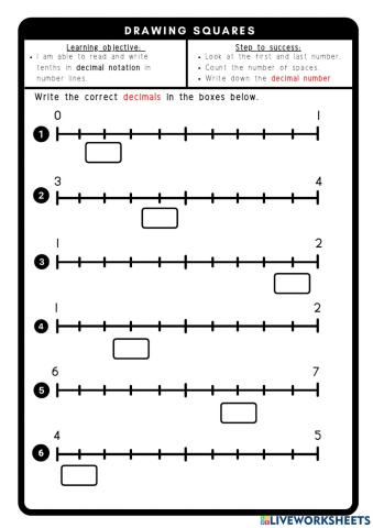 Decimals in number lines