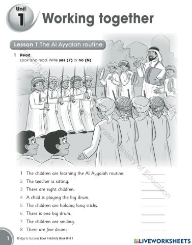 Grade 4 English BTS Unit 1 Lesson 1 Al Ayyalah Routine
