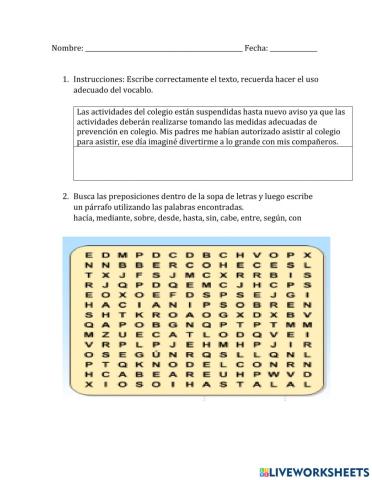 Ejercicio práctico de Lengua