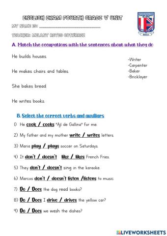 Fourth Grade Exam V Unit