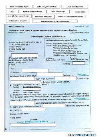 Surat Kiriman Rasmi Tahun 6