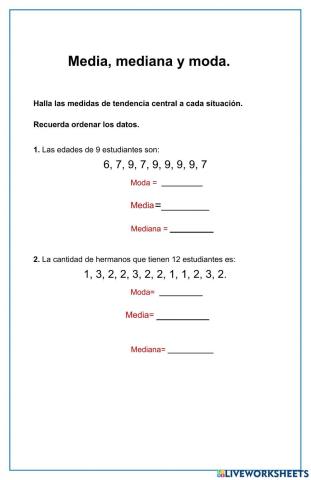 Mediana, media y moda