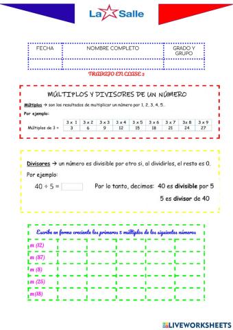 Múltiplos y Divisores