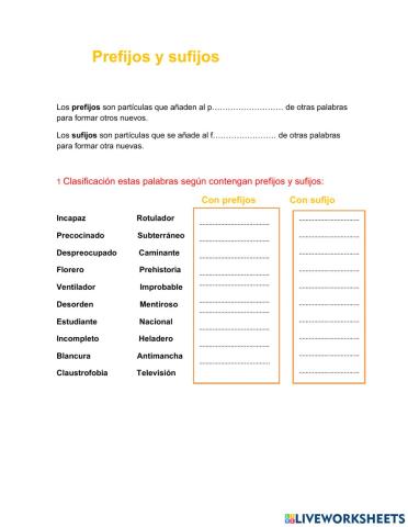 Prefijos y sufijos
