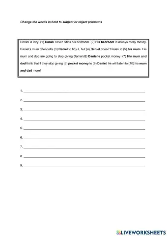 Money - Subject and object pronoun