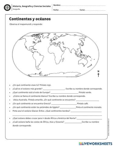 Continente y oceános