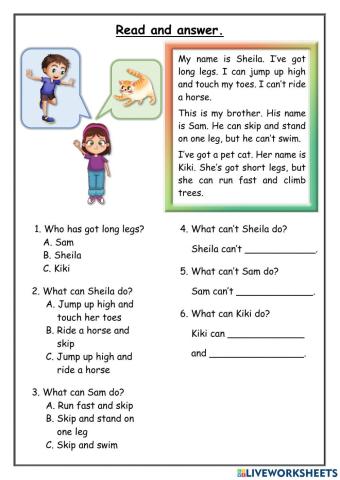 Read and Answer (Can-Can't)