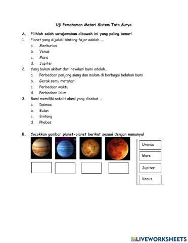 Uji Pemahaman Tata Surya