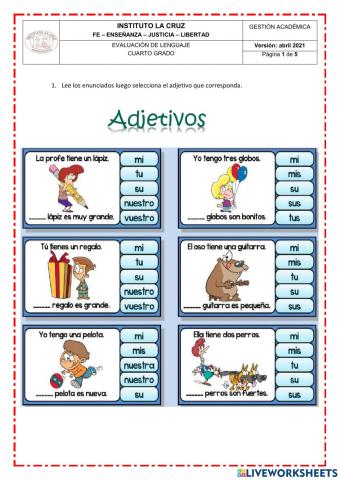 Evaluación de Lenguaje.