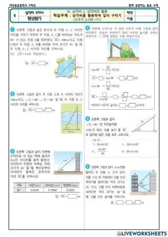 삼각비 5차시(형성평가)