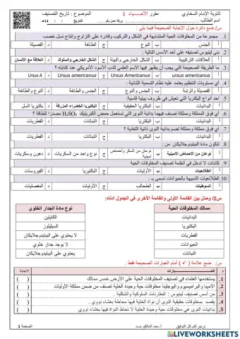 ورقة تفاعلية التصنيف